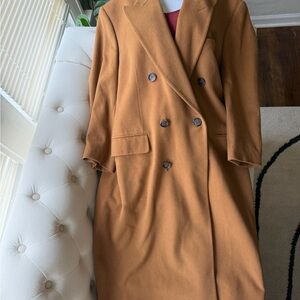 bill blass Camel Cashmere Coat with Navy Label